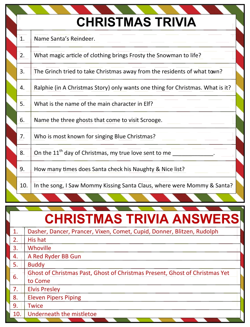 10 Best Easy Christmas Trivia Printable Printablee Co - vrogue.co