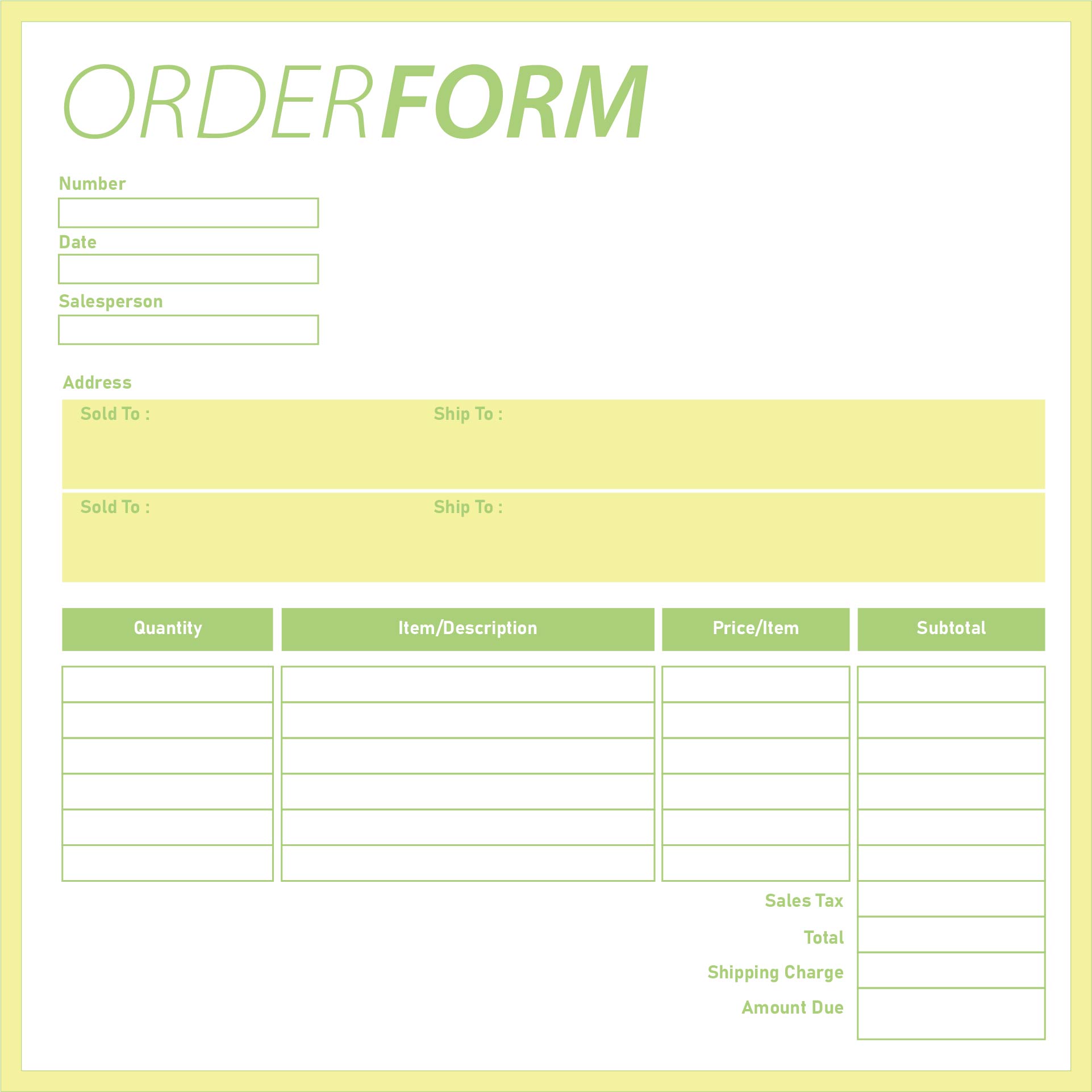 Printable Order Forms Craft - Printable Forms Free Online