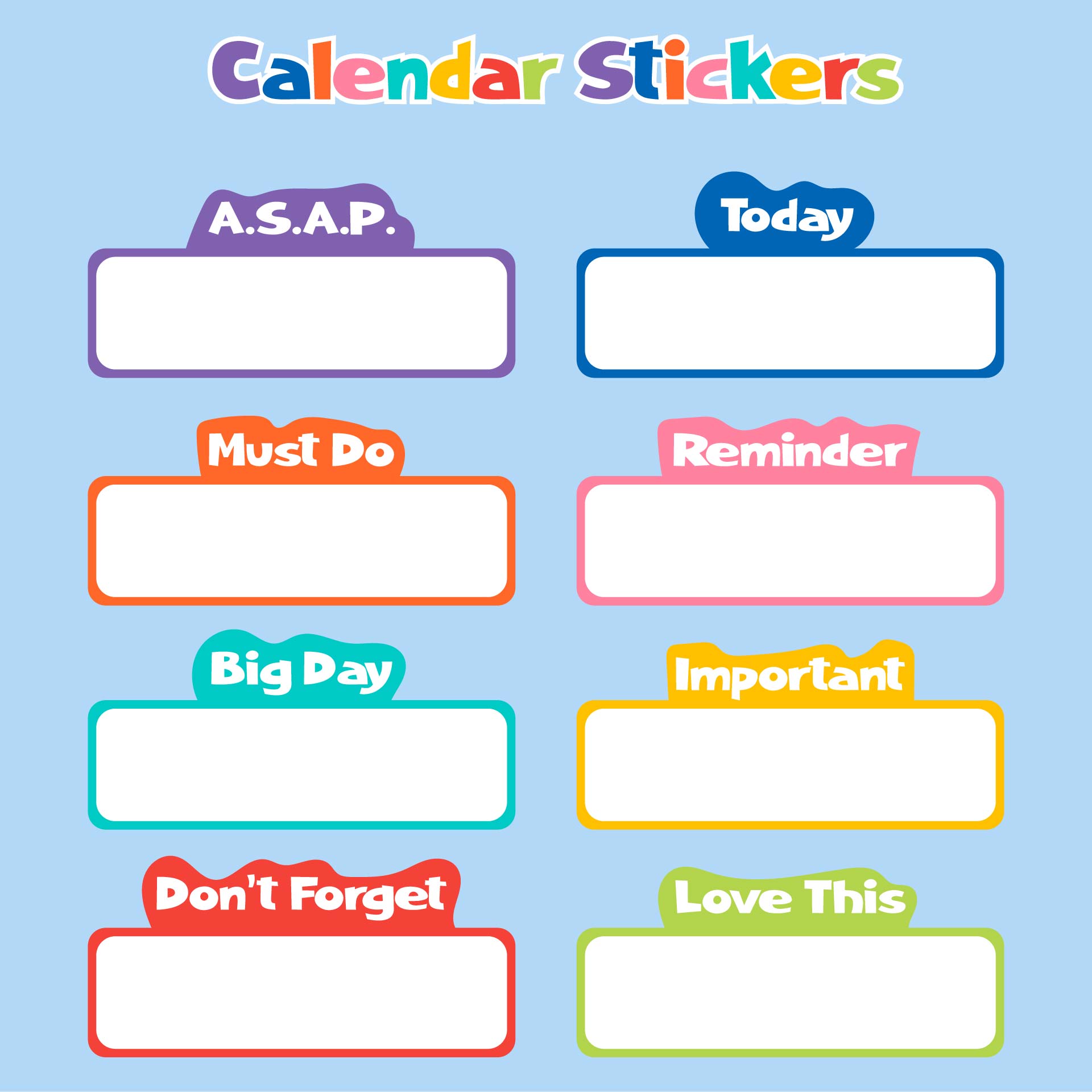 Printable Calendar Reminder Stickers