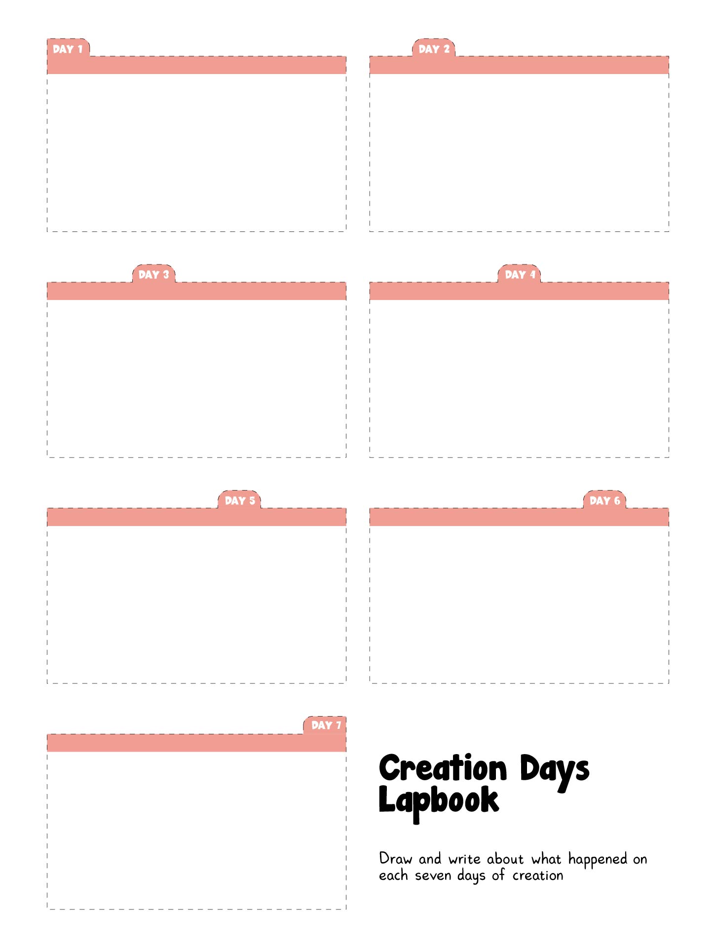 Creation Lapbook Templates  Printable