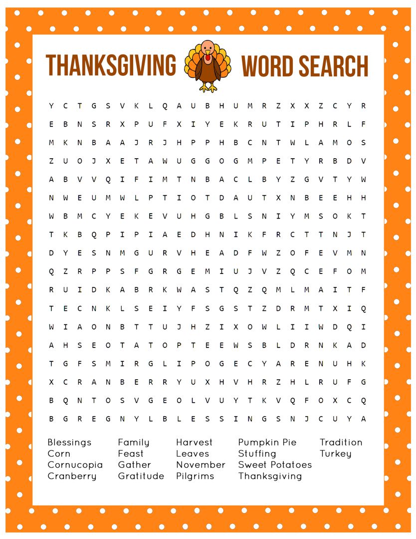 5 Best Free Printable Thanksgiving Word Search Printablee Com