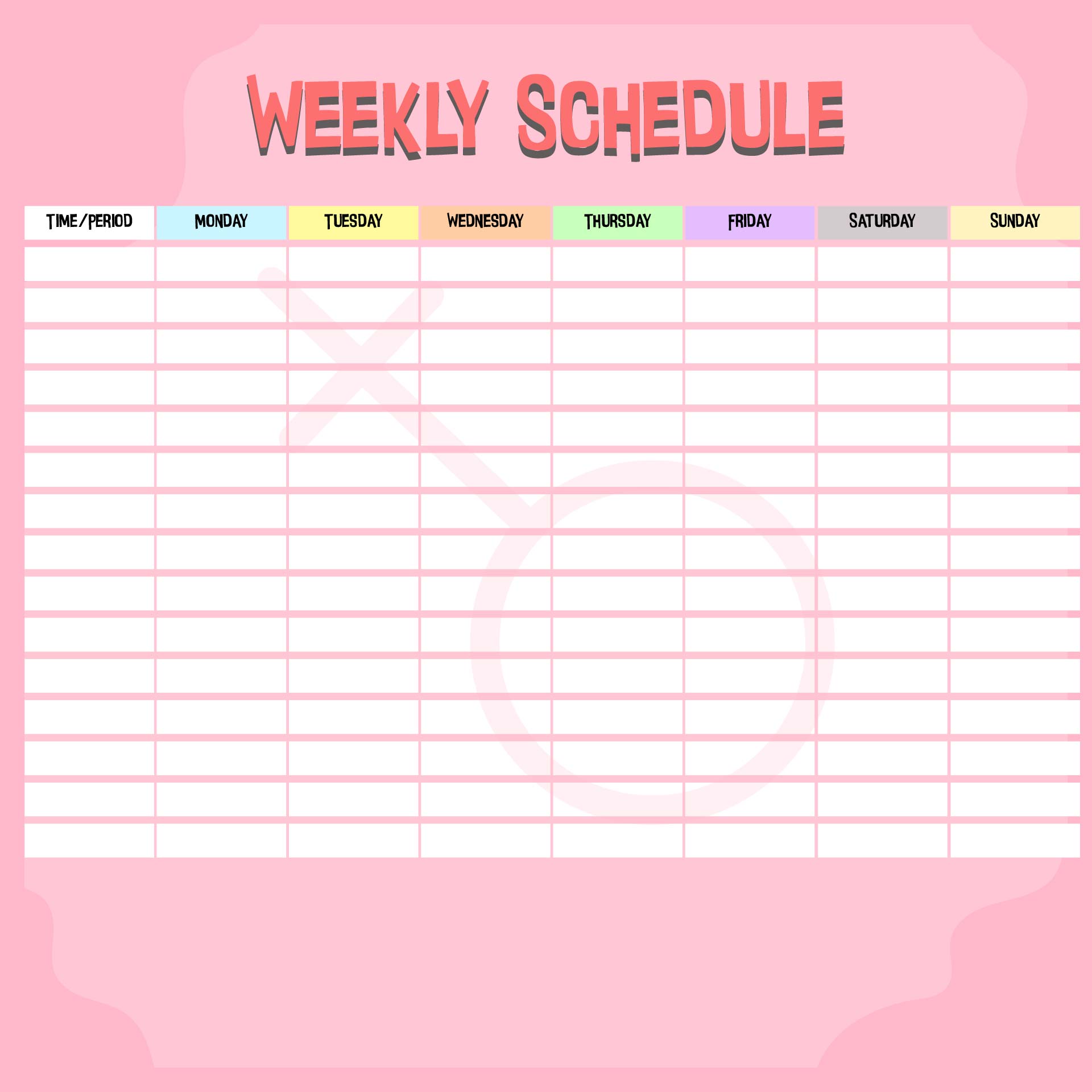 Printable Weekly Hourly Planner