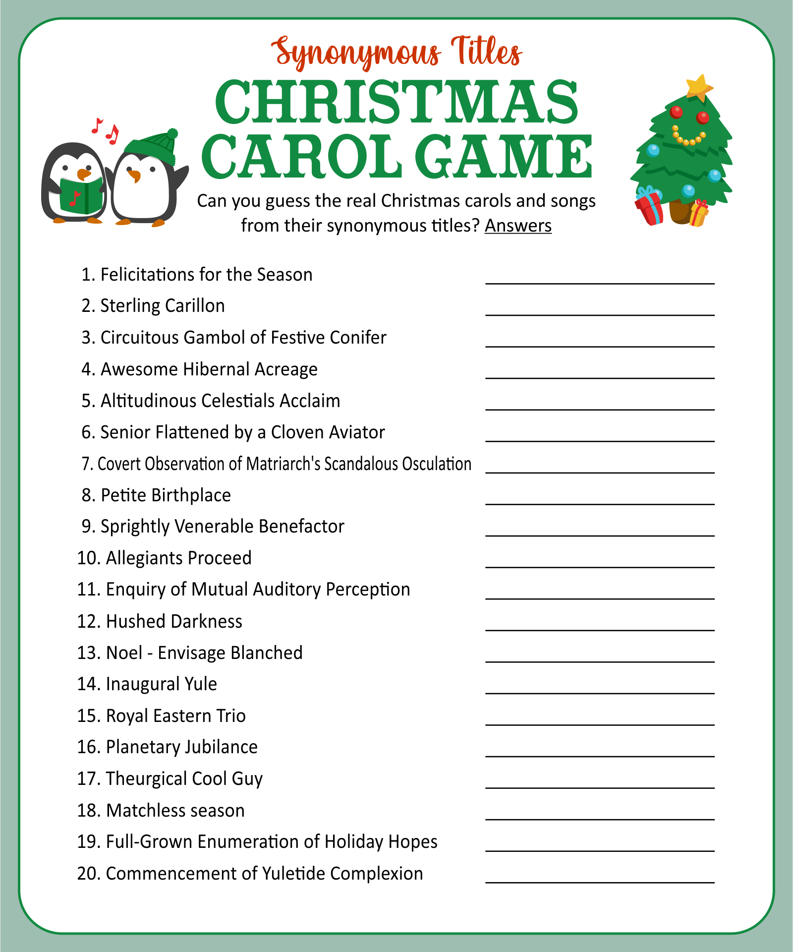 Printable Christmas Trivia Questions