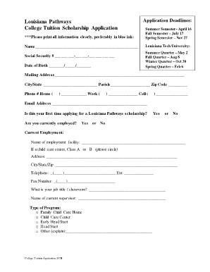 Printable College Application Forms