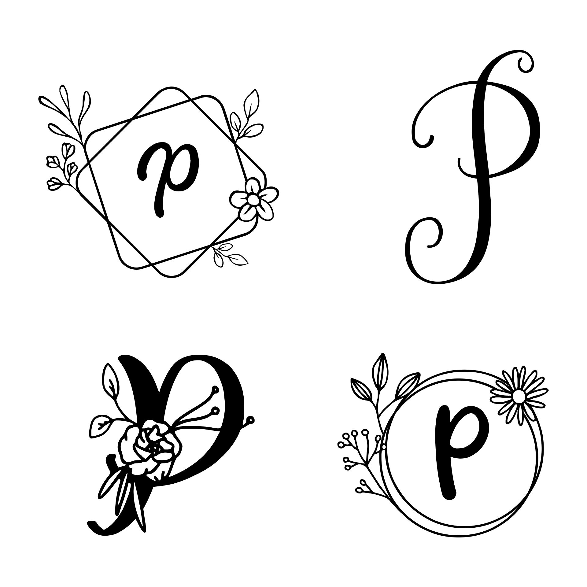 Printable Monogram Letters P