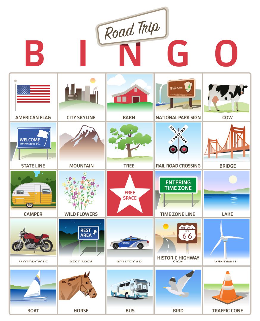 Road Trip Bingo Cards Printable Free
