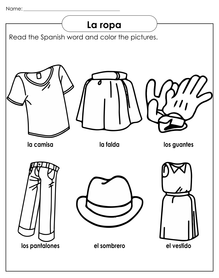 Clothing Printable Worksheets for Preschoolers