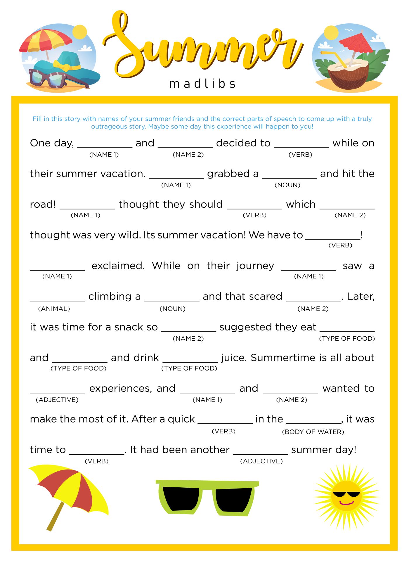 10 Best Camping Mad Libs Printable