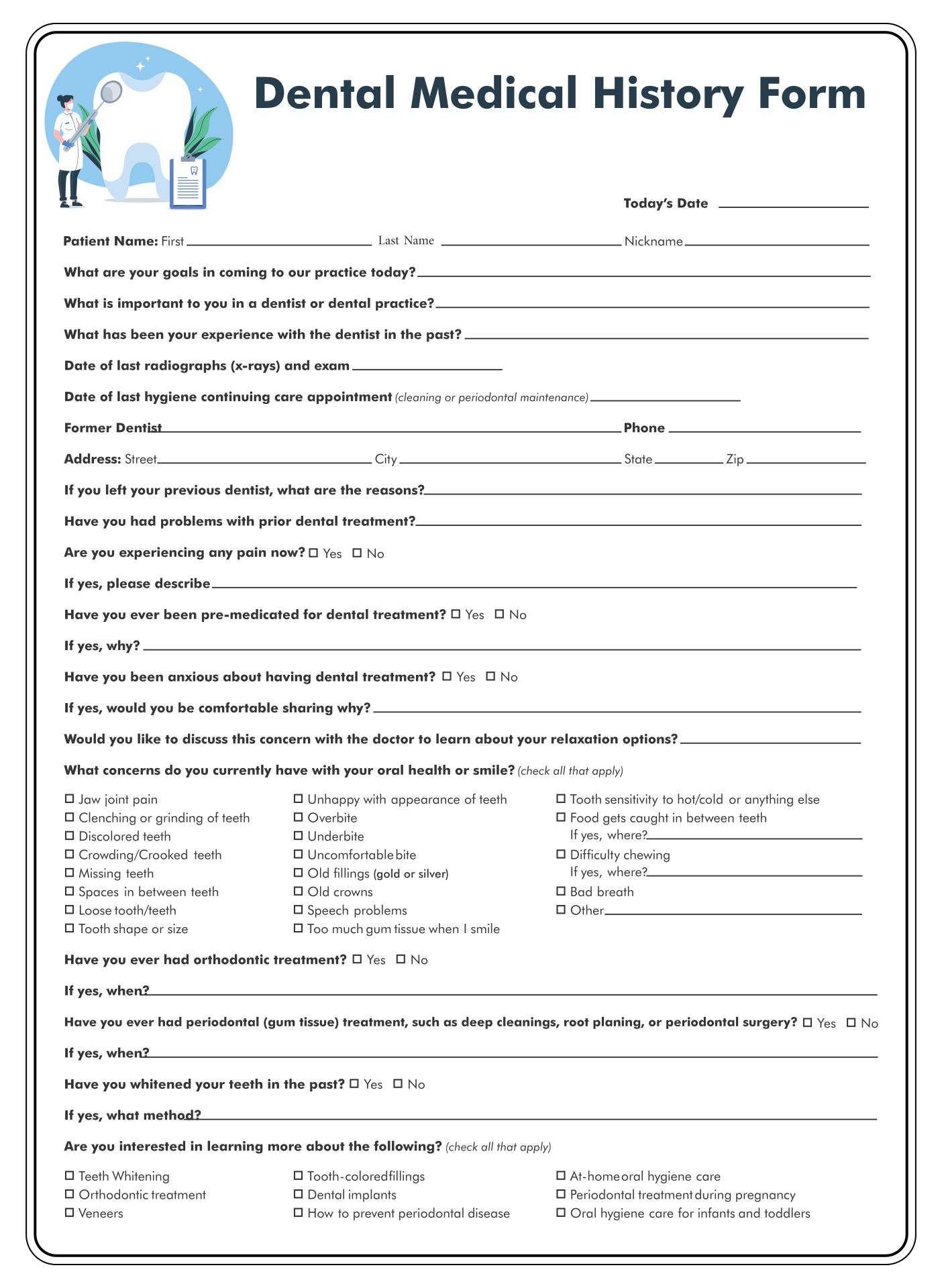 PDF Dental Anamnesis Form: free download available