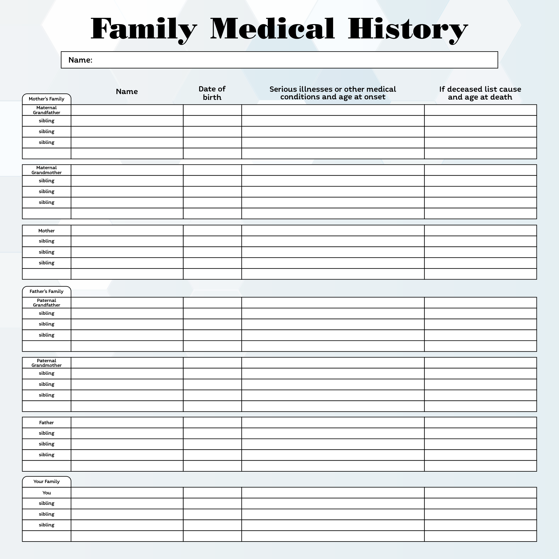  Printable Medical History Forms