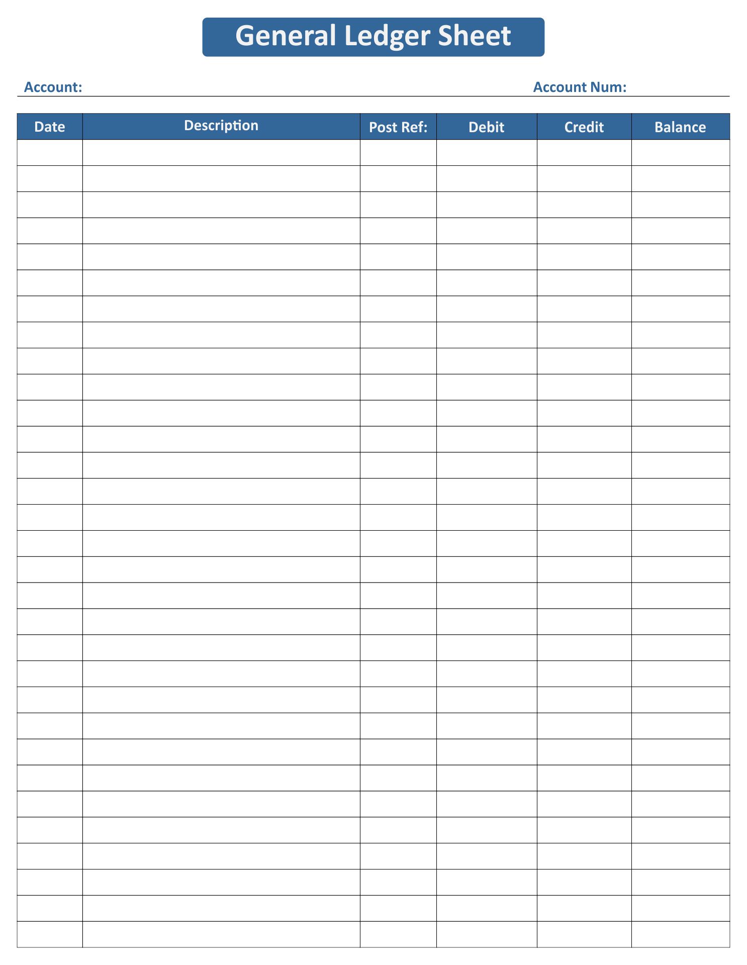 Printable Ledger Sheets