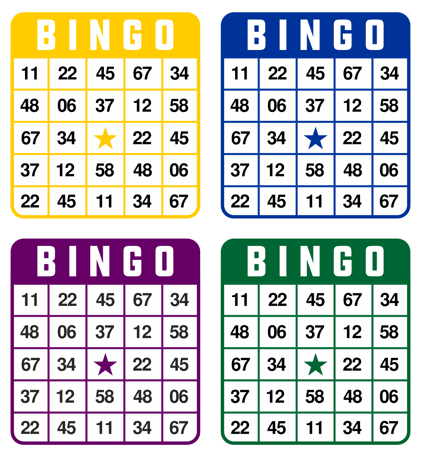 Printable Number Bingo Cards