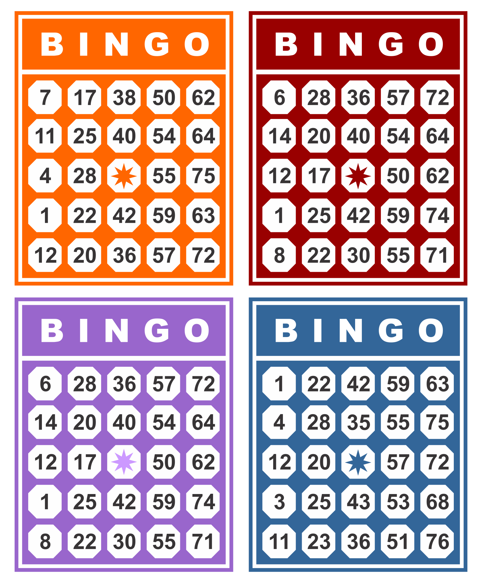 Cartones de bingo de números imprimibles