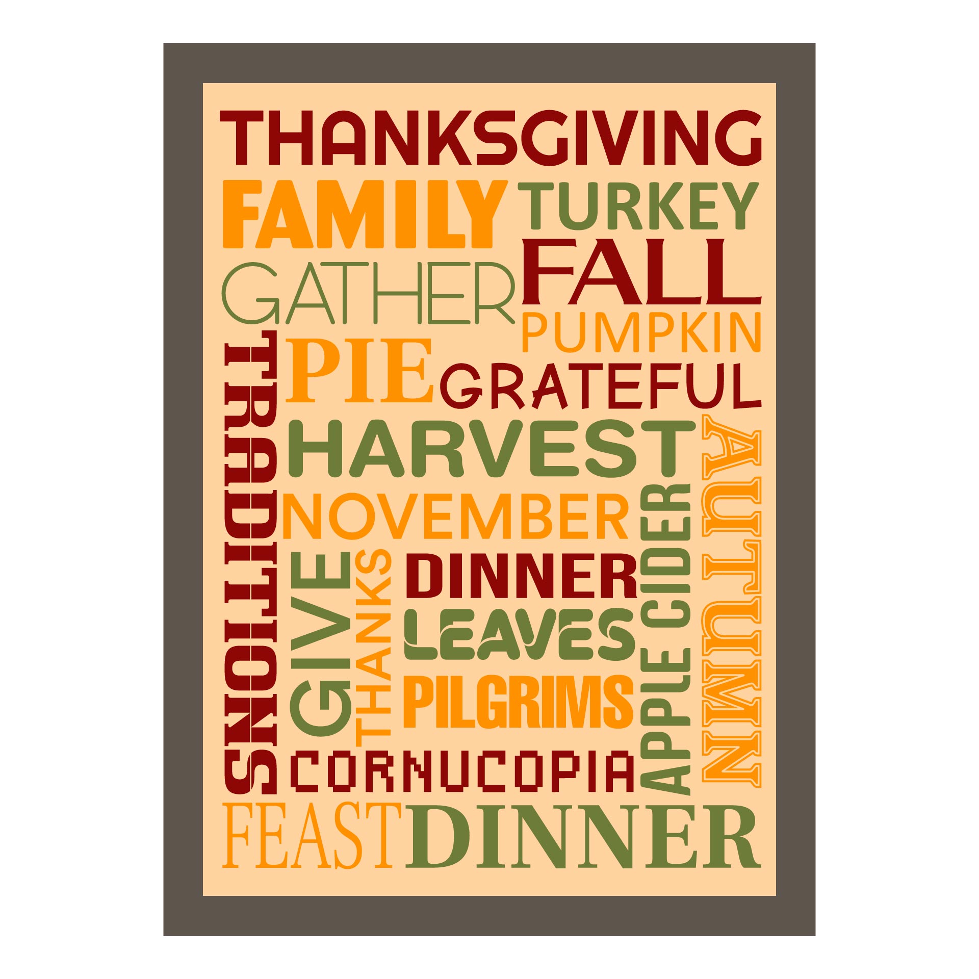 Thanksgiving Subway Art  Printable 8 X 10