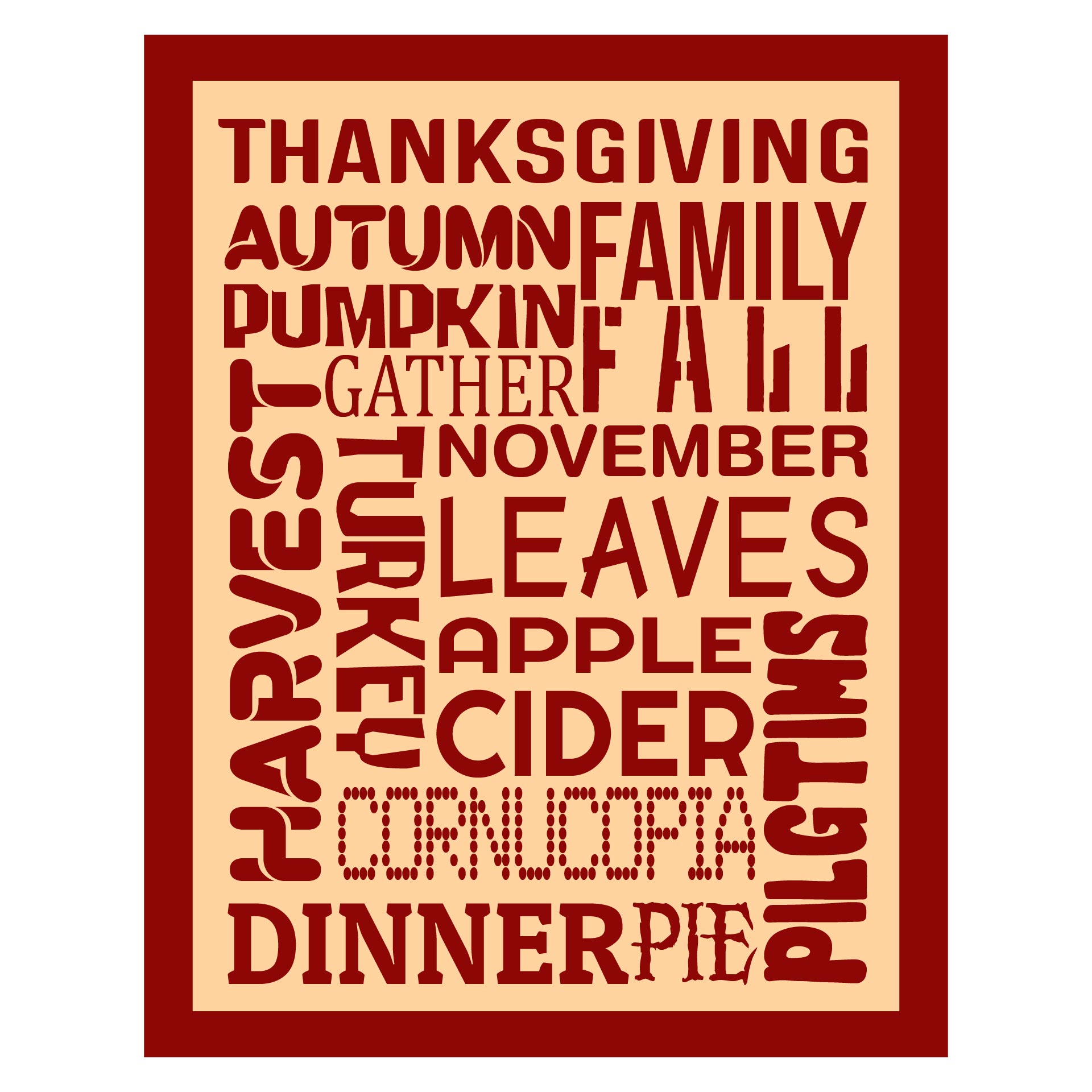 Printable Thanksgiving Subway Art