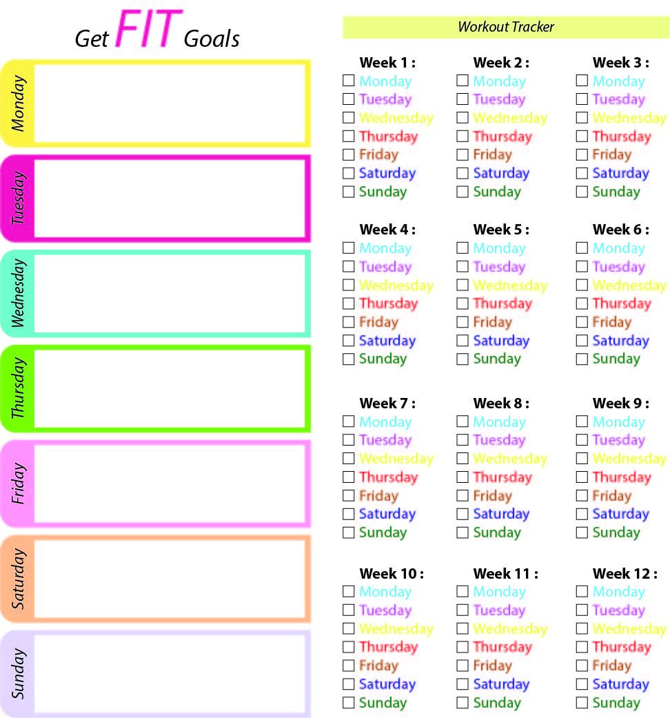 Printable Weekly Workout Planner