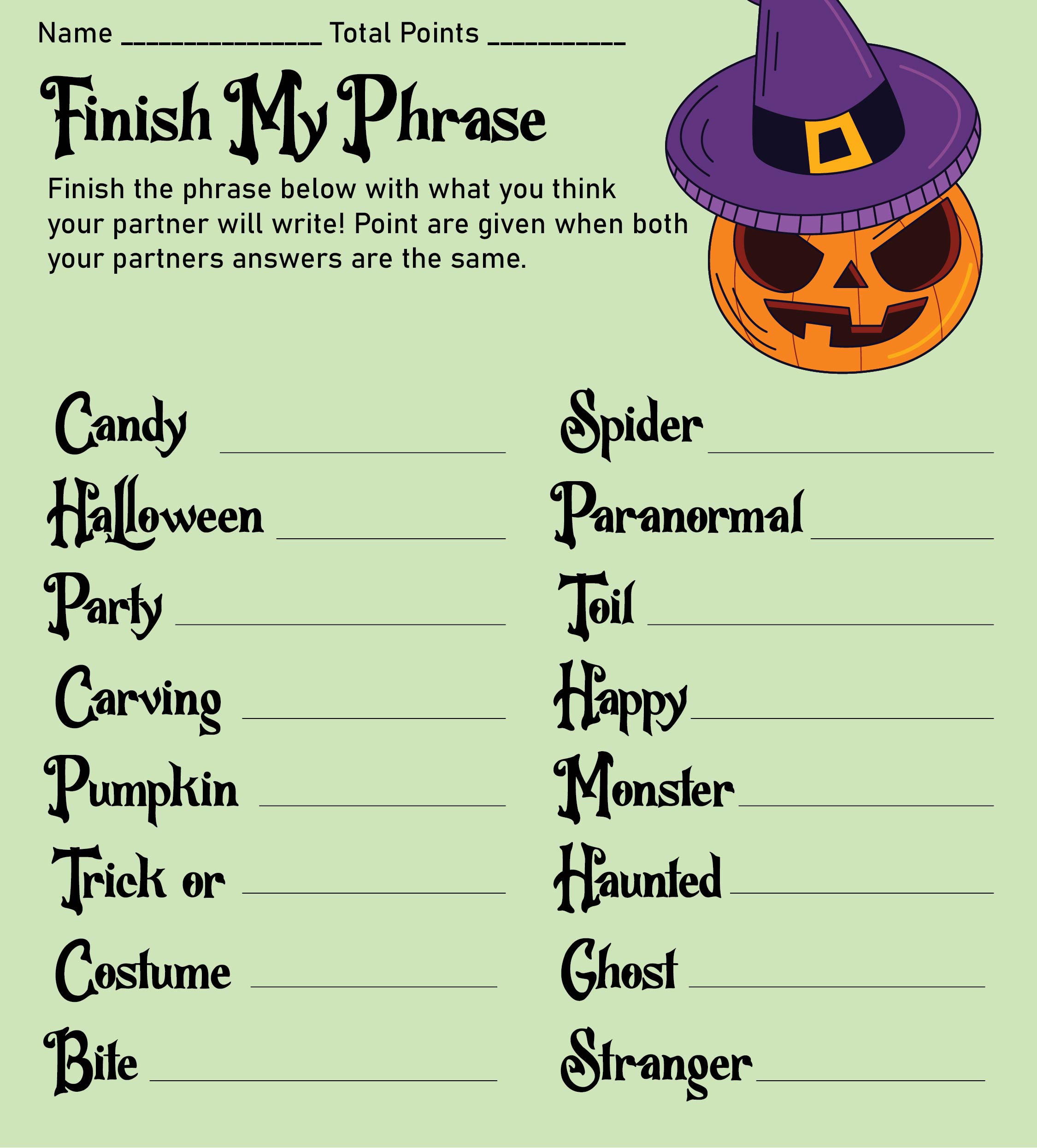 Free Halloween Party Games Printables