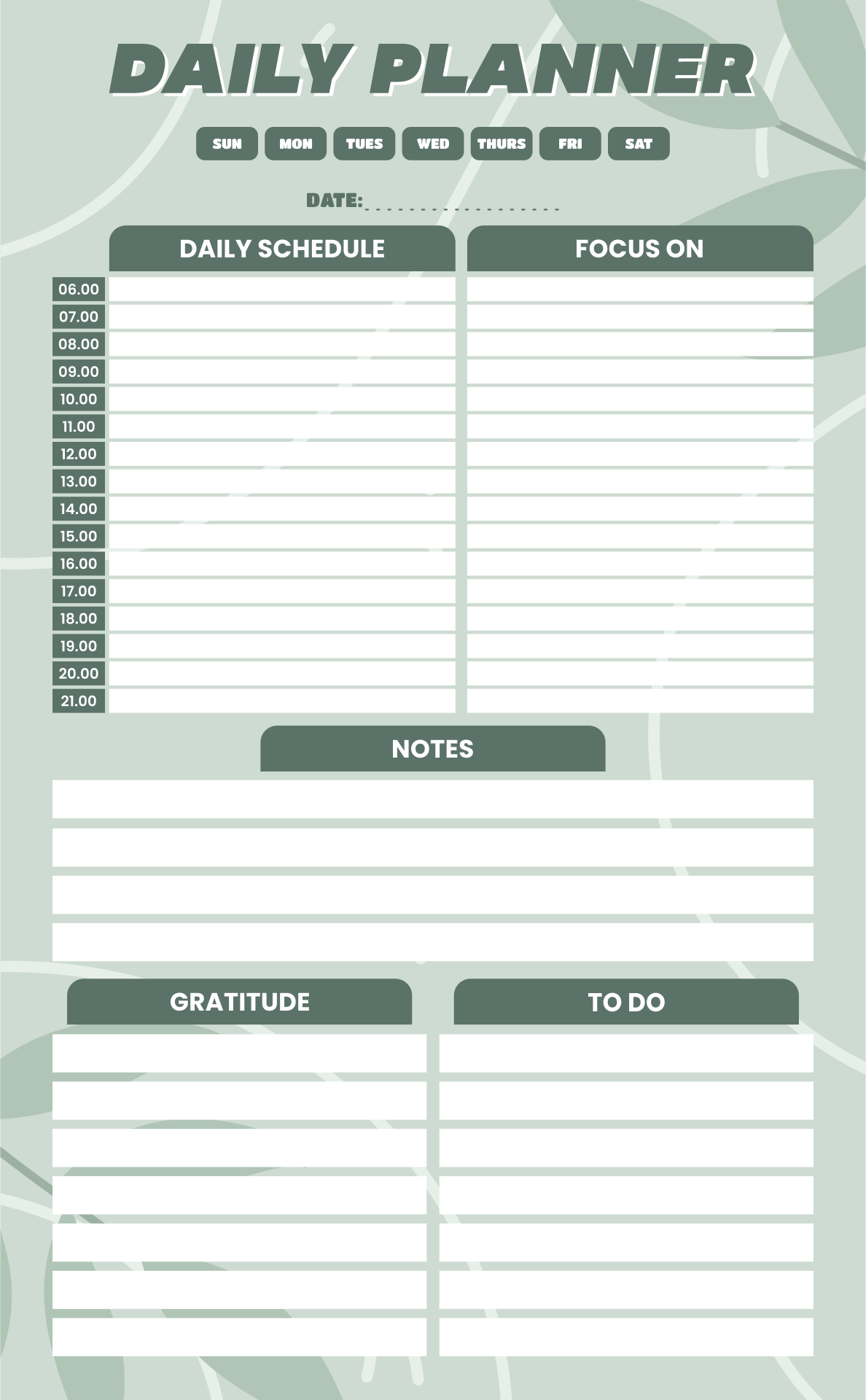 Printable Daily Hourly Schedule Template