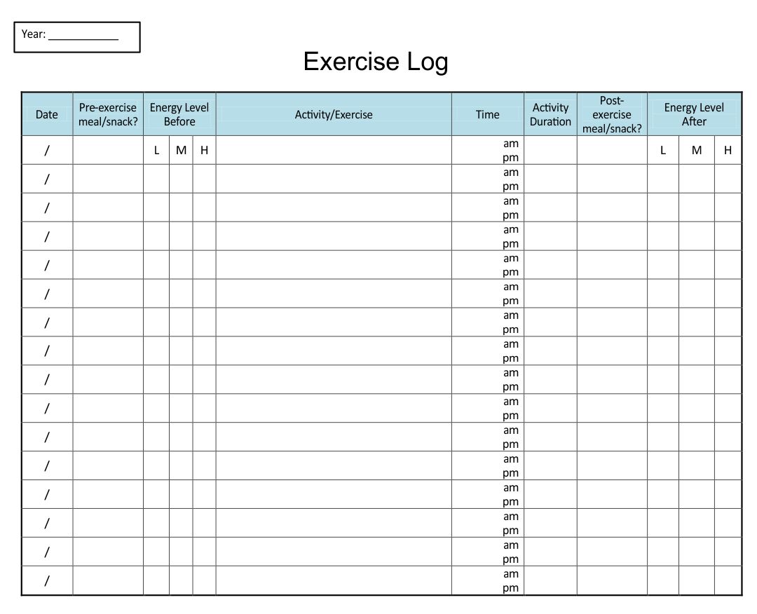  Printable Exercise Journal