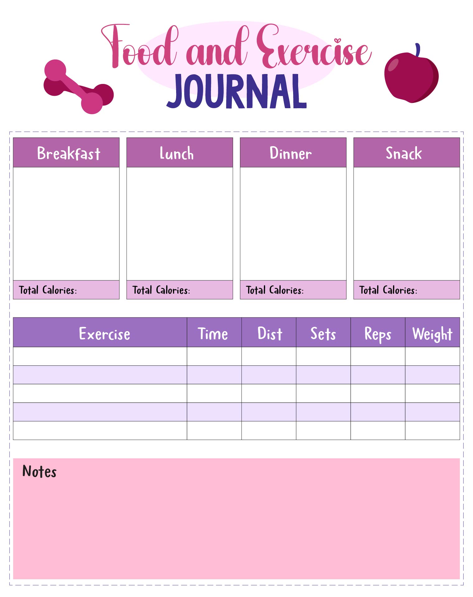 10 Best Free Printable Exercise Journal PDF For Free At Printablee