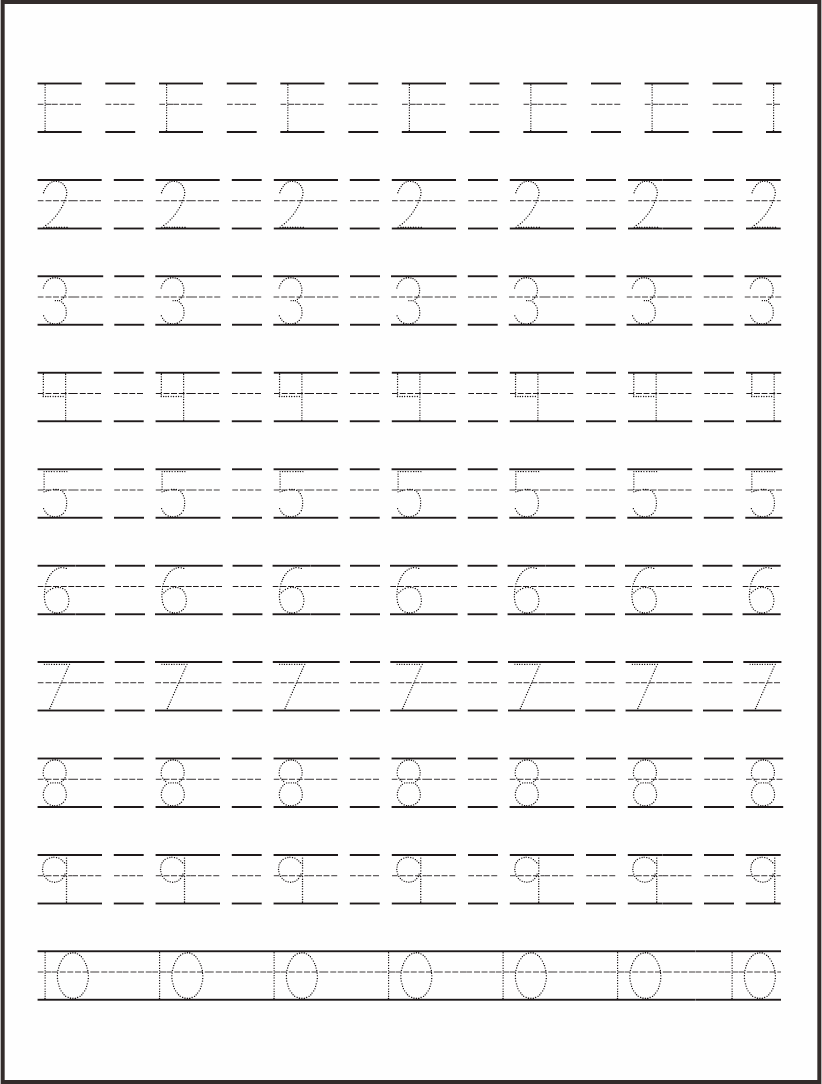 Printable Numbers Tracing Worksheets Preschool