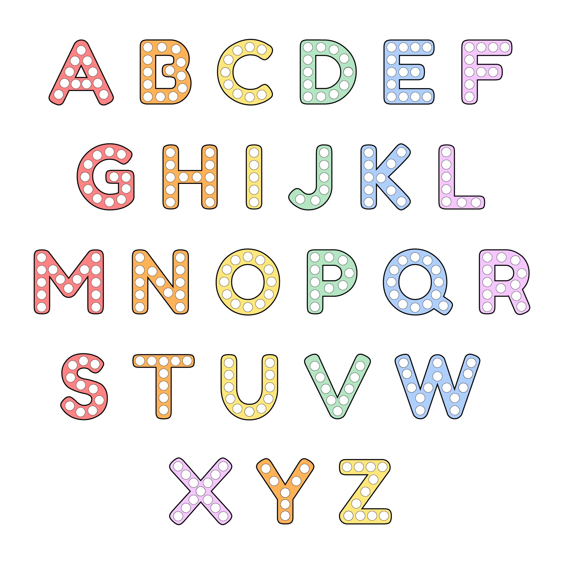 Rainbow Polka Dot Letters Clip Art