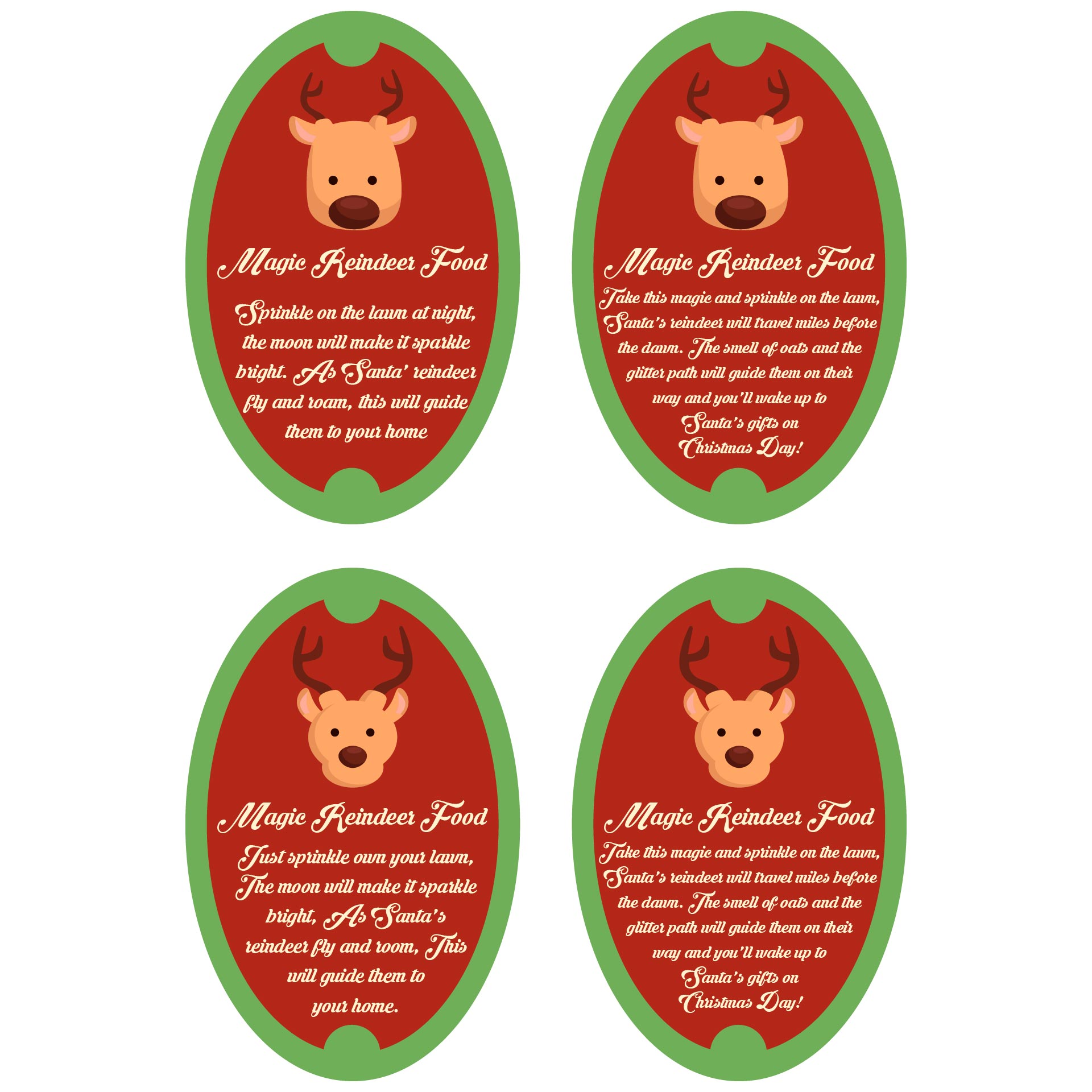 Reindeer Food Poem Printable Tags