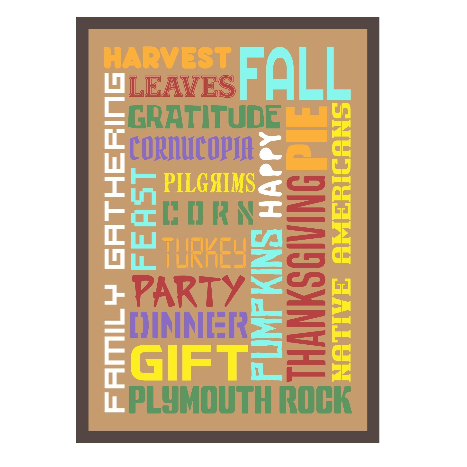 Thanksgiving Subway Art  Printable 5 X 7