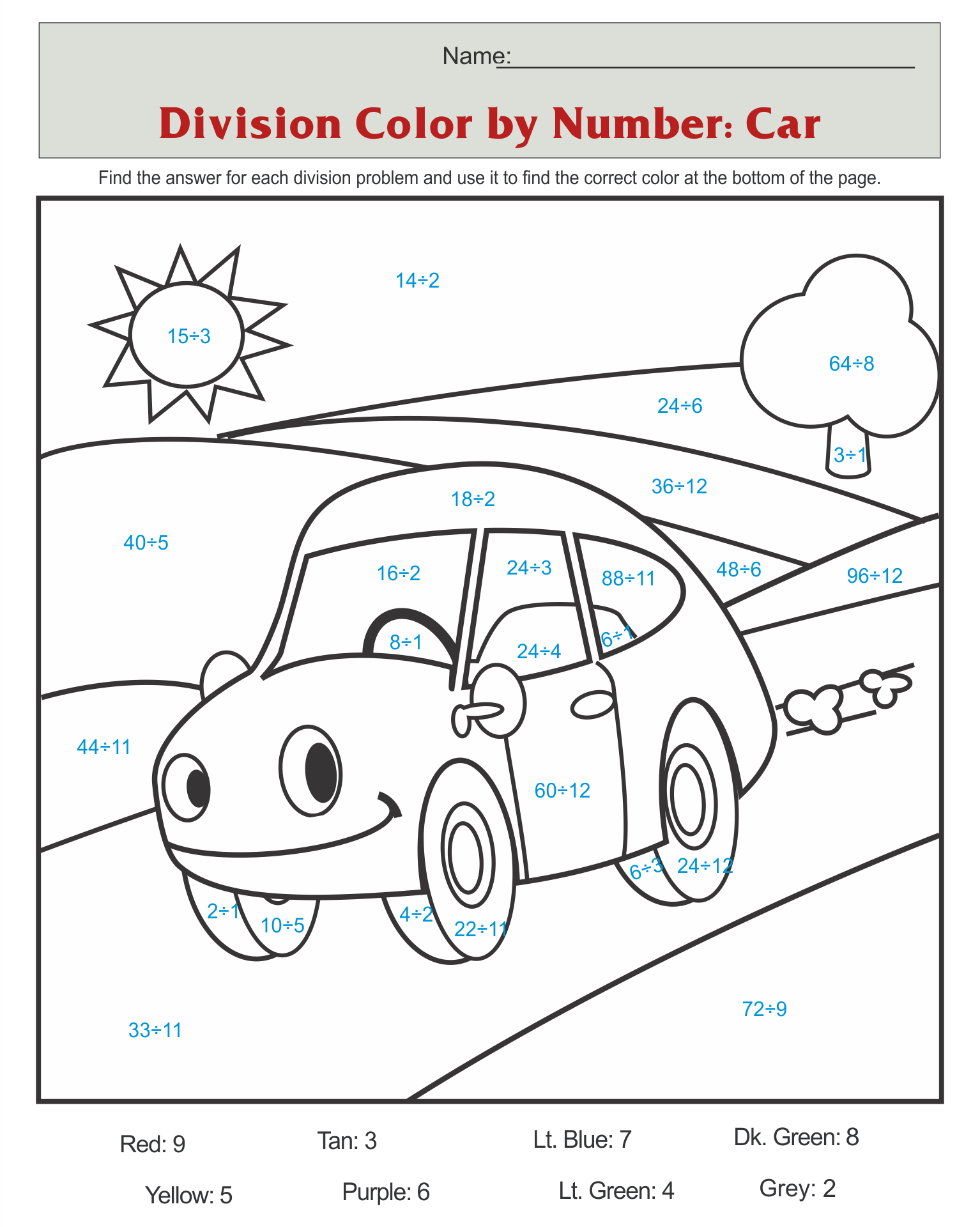 11-best-car-color-by-number-printables-printablee-com-color-by-number