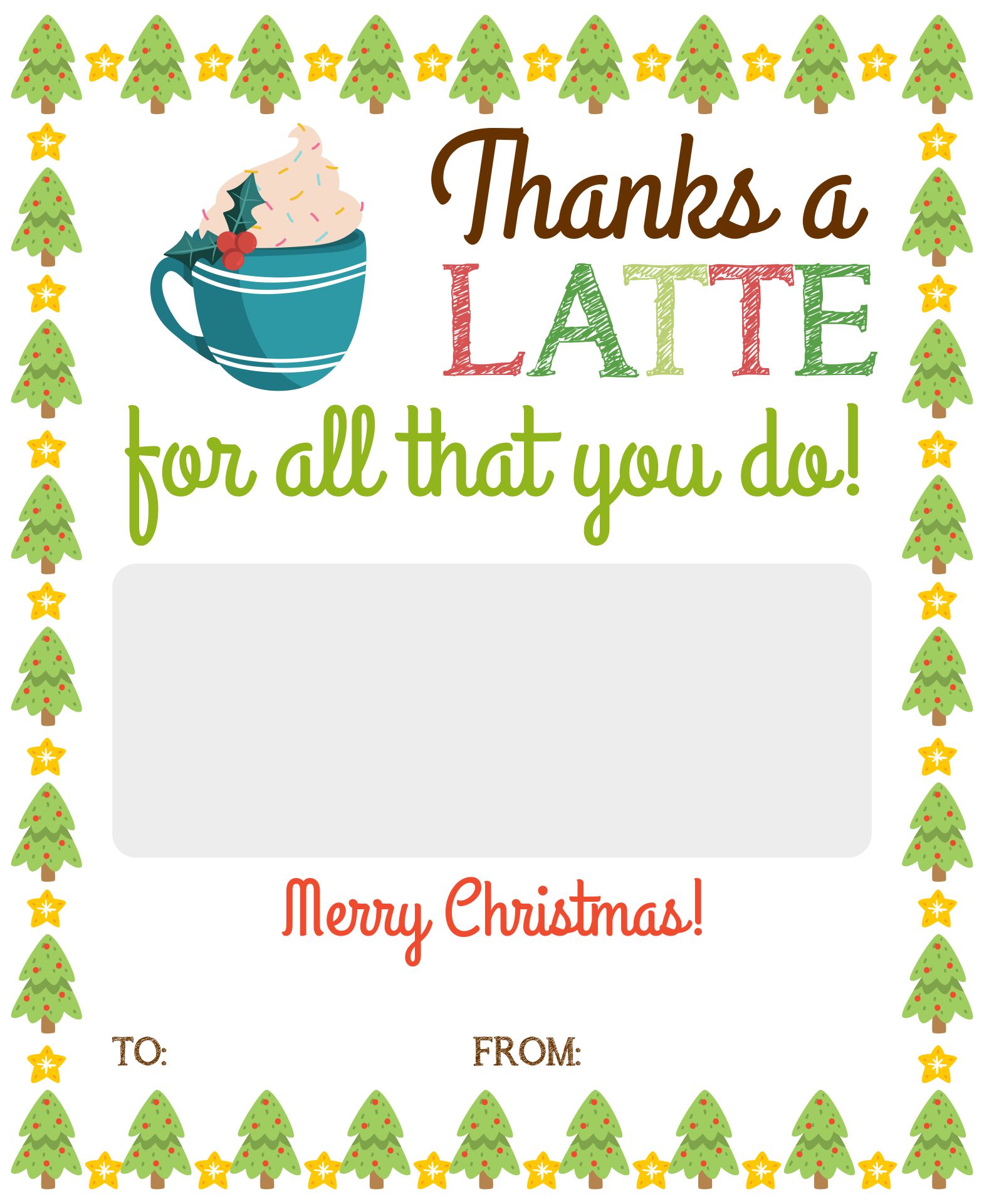 Teacher Christmas Gift Card Printable