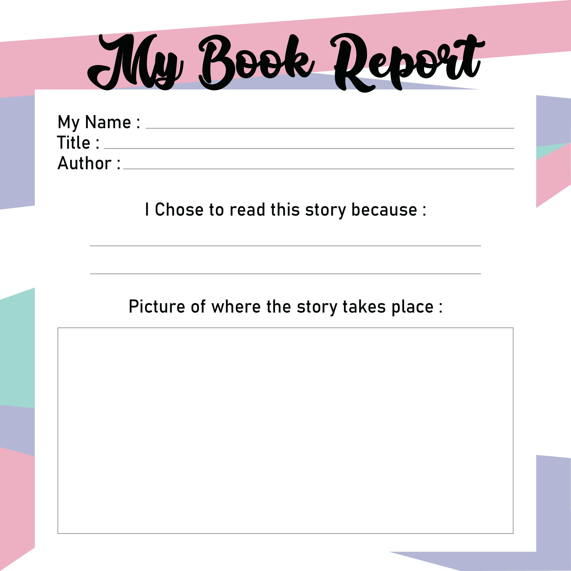 Elementary Book Report Form