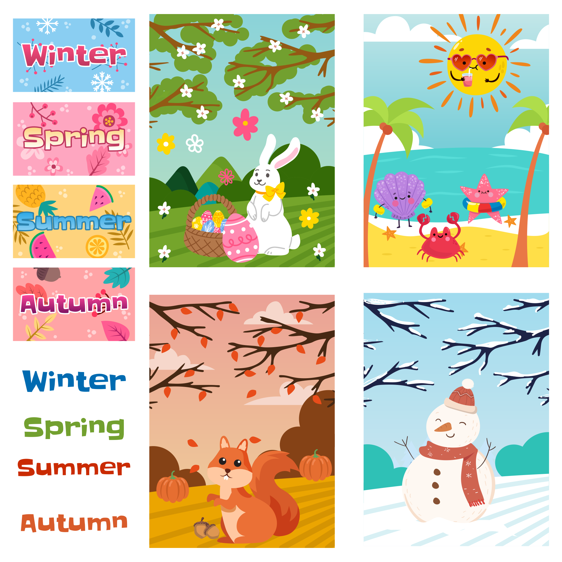 Four Seasons Bulletin Board for Preschool