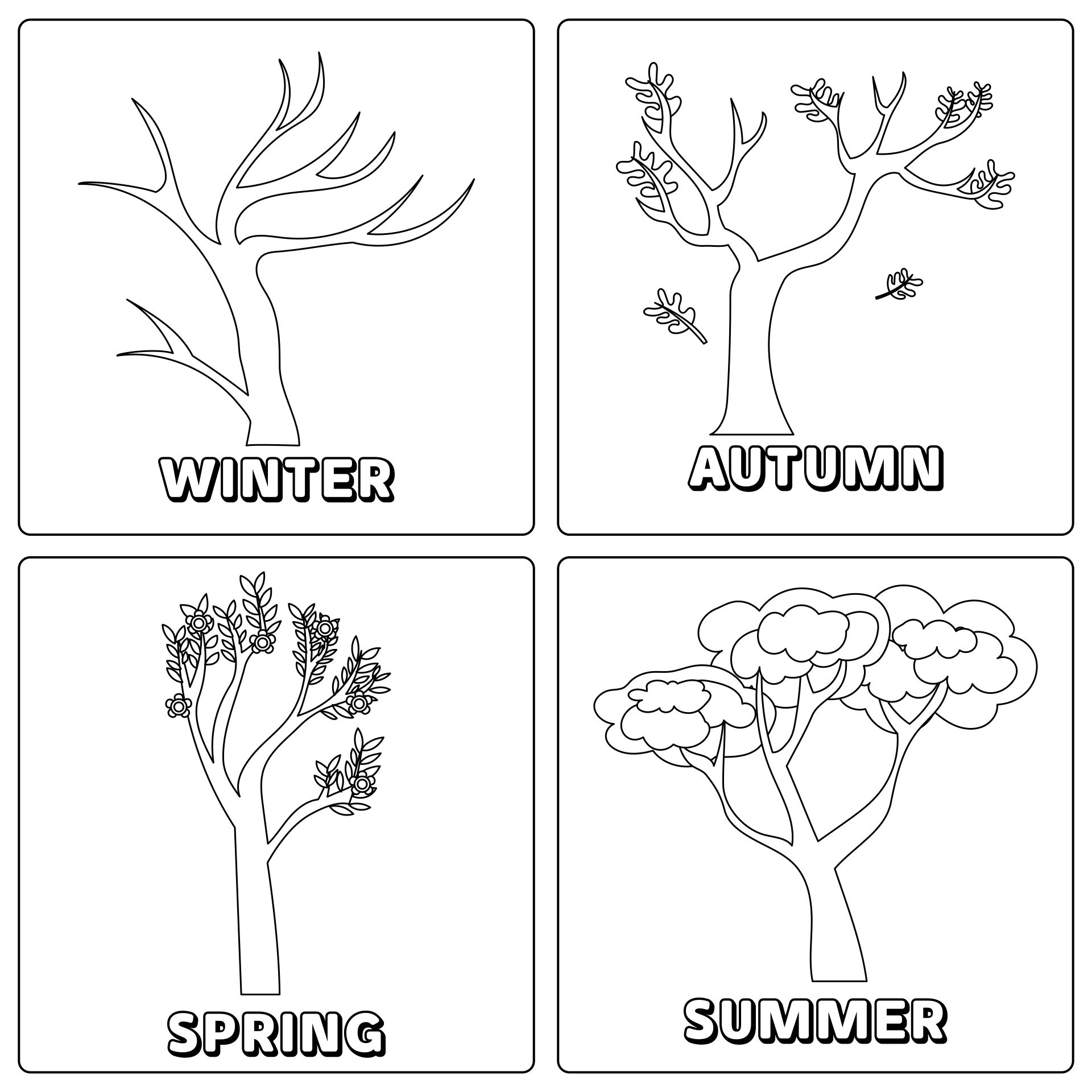 Four Seasons Tree Coloring Page