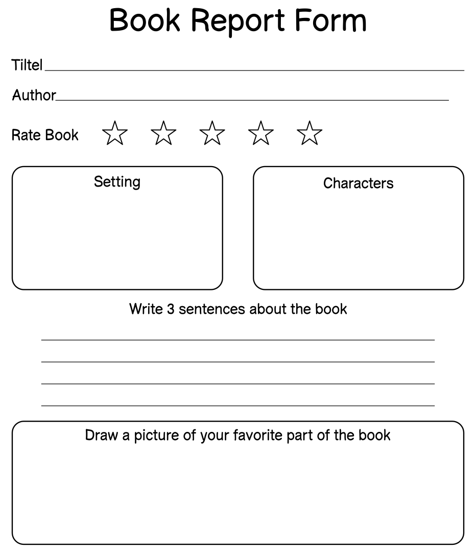 Printable 2nd Grade Book Report Forms