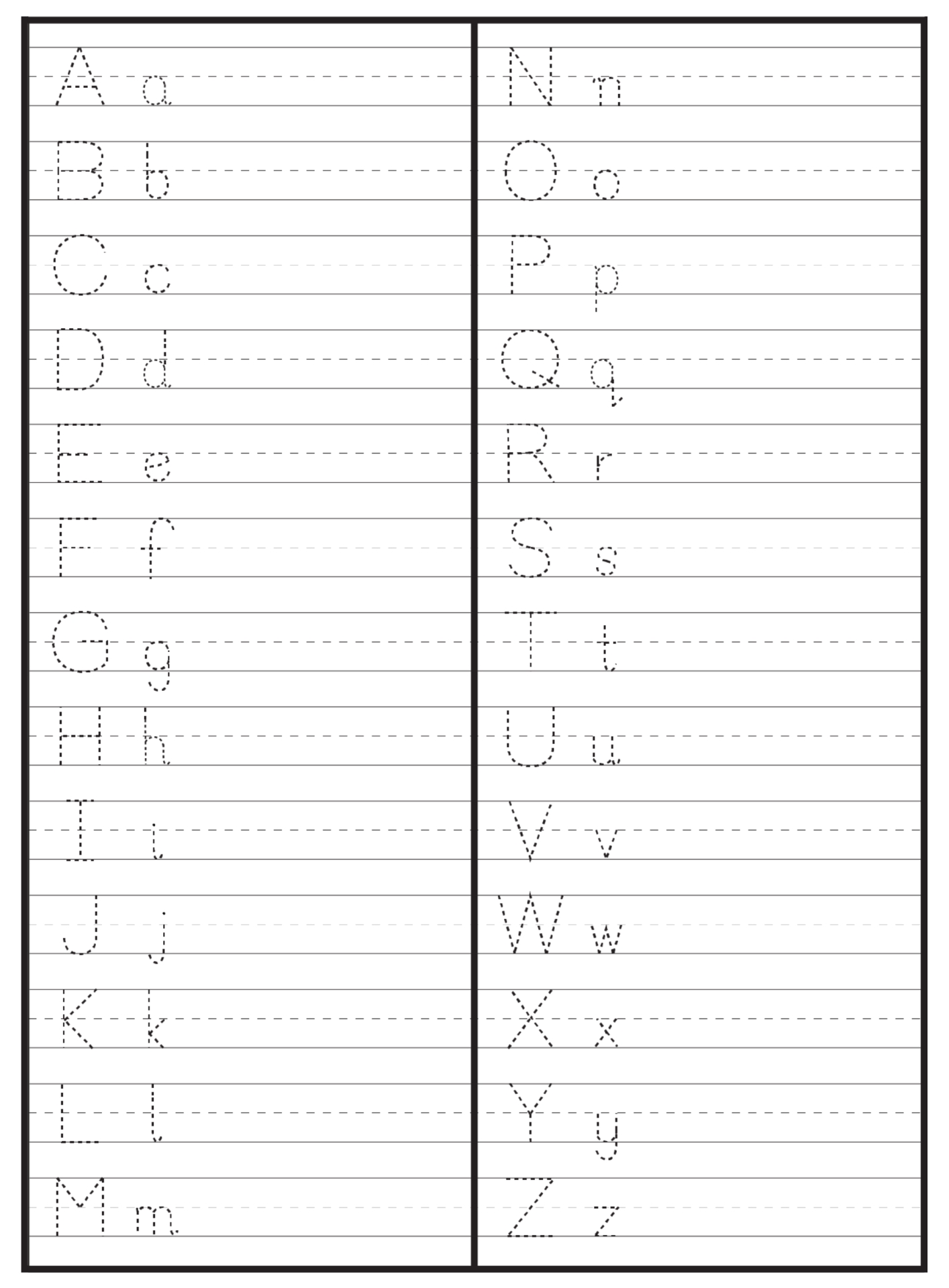 English Alphabet Writing Practice Sheets