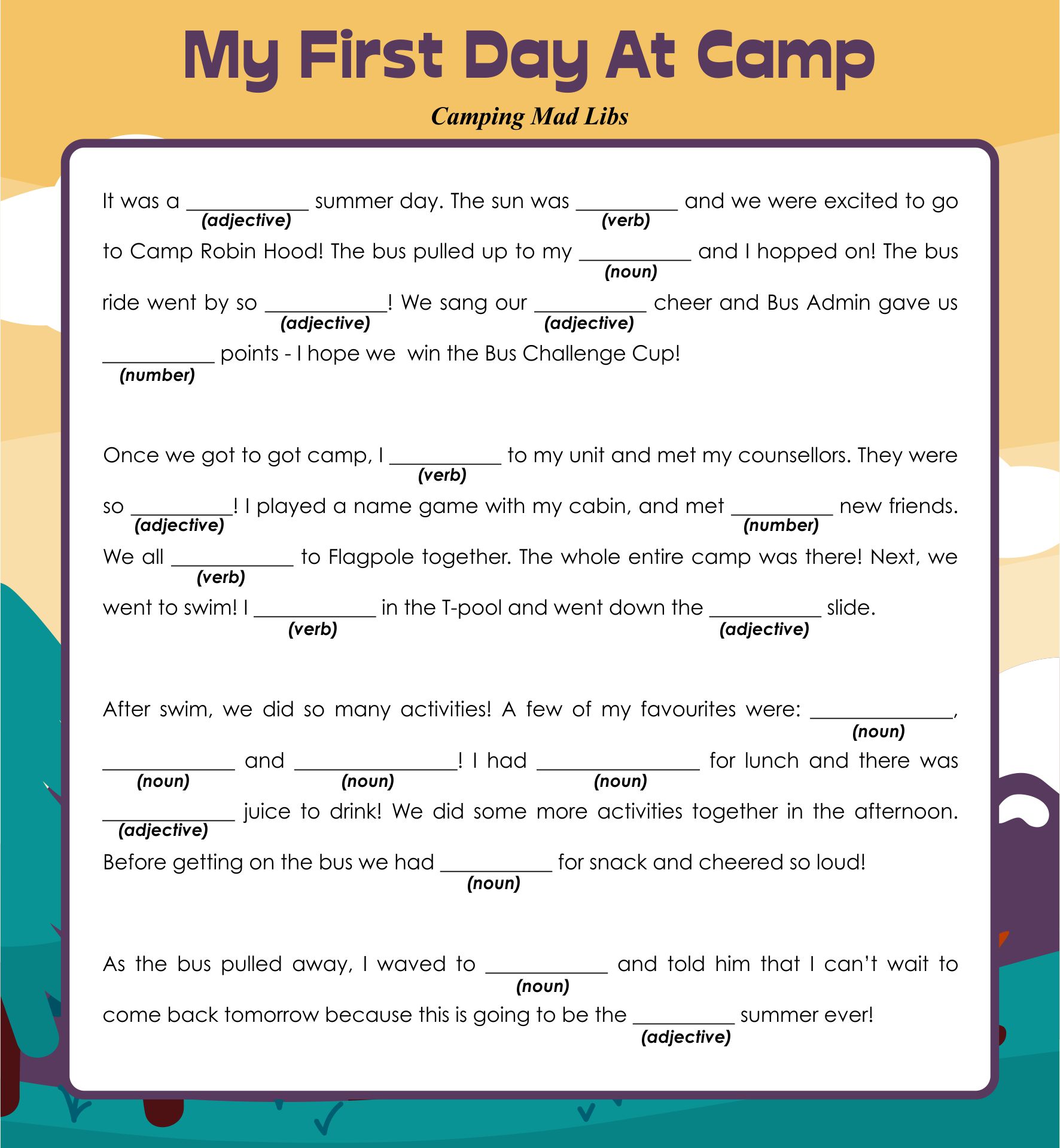 Printable Camping Games