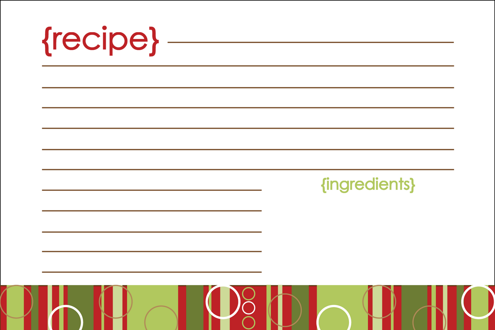 Printable Recipe Cards Christmas