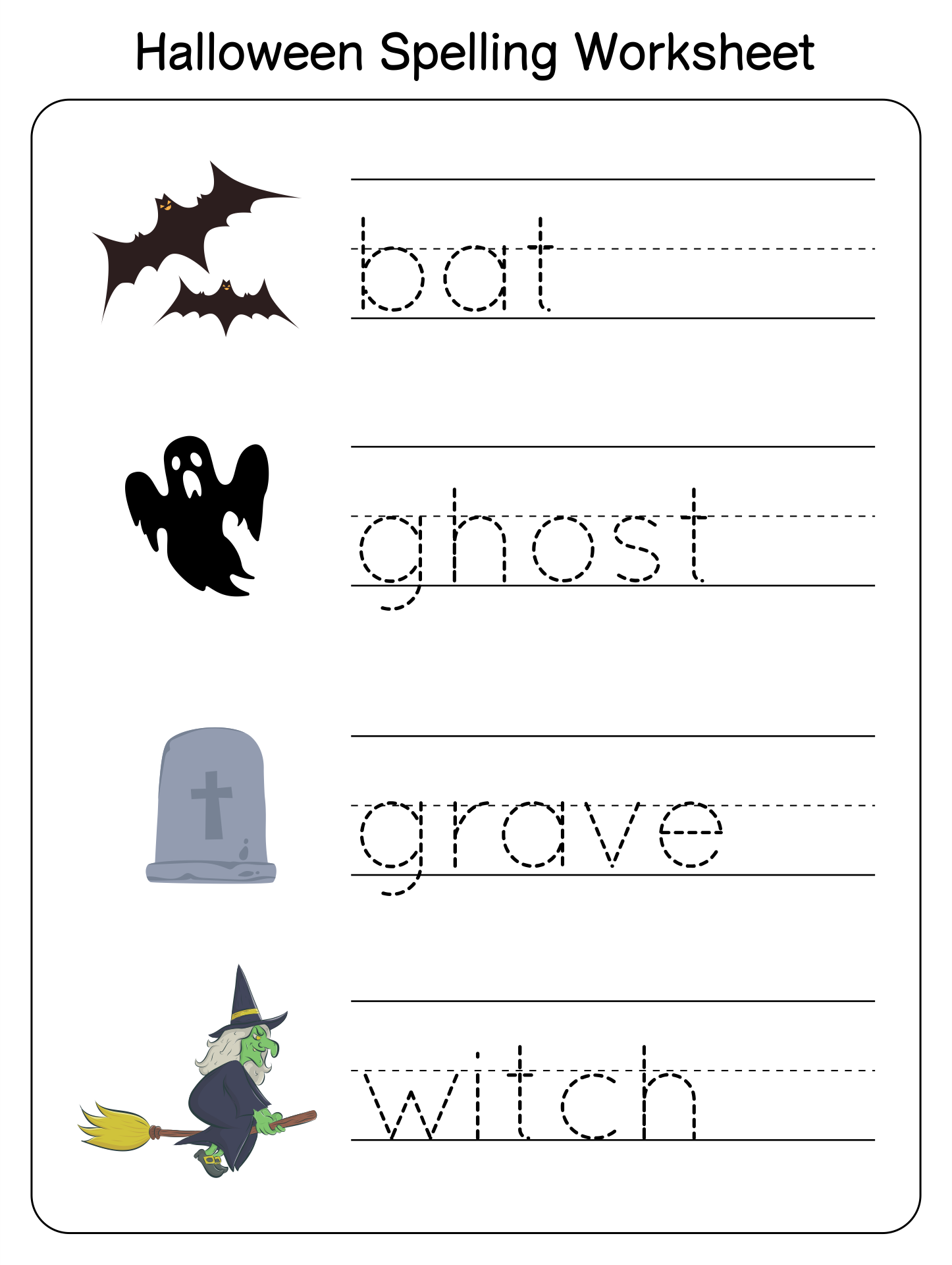 Printable Kindergarten Spelling Worksheets