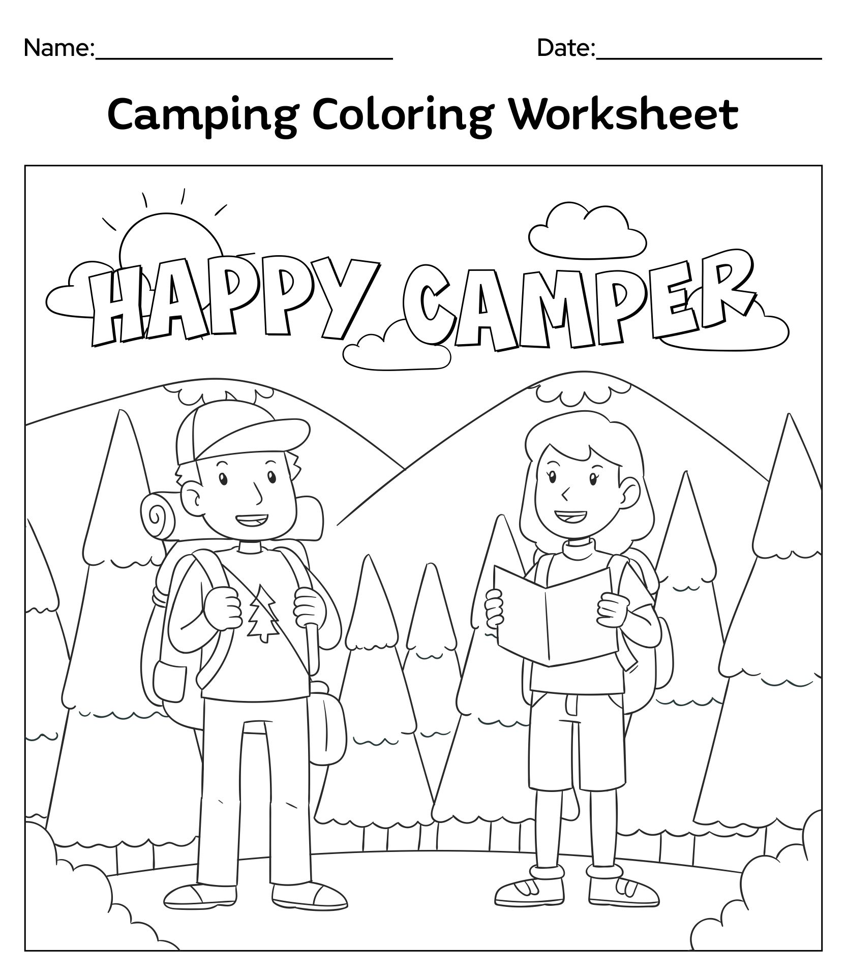 Printable Preschool Camping