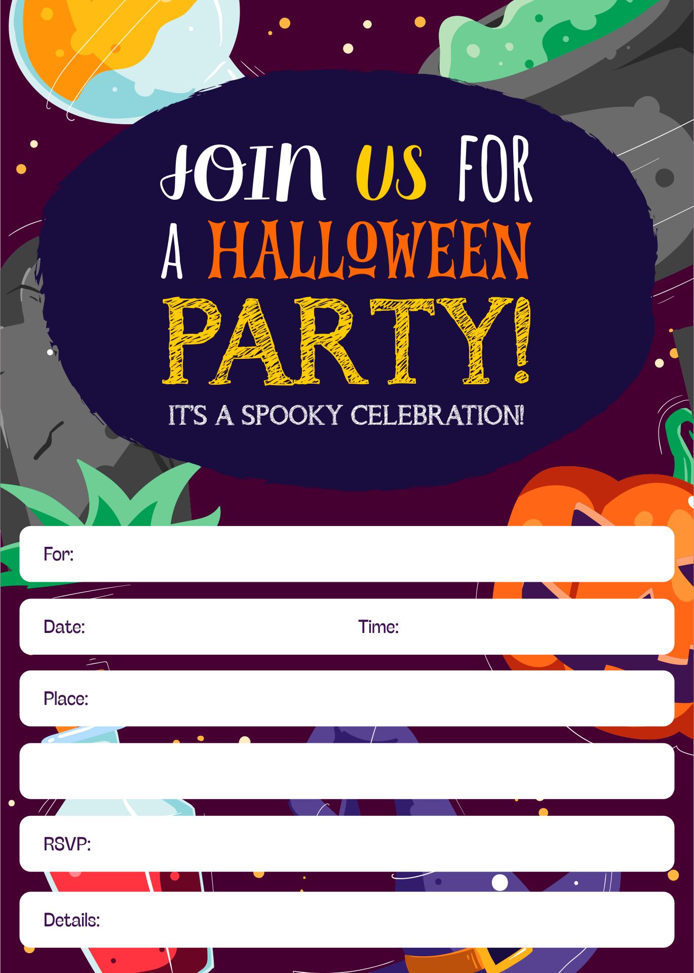 Halloween Birthday Party Invitation Templates Printable