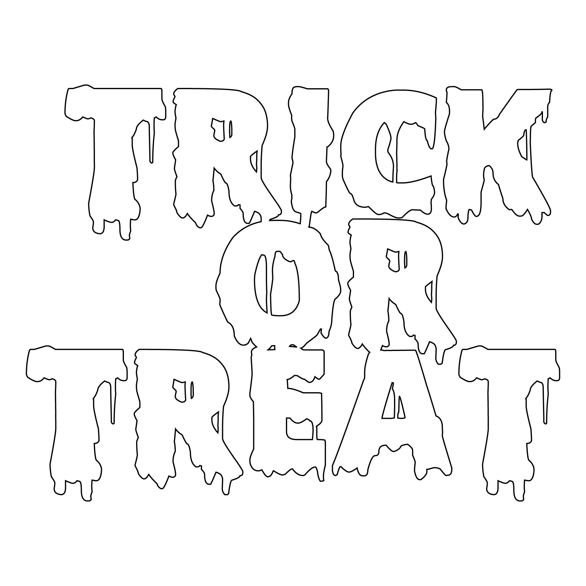 Halloween Trick or Treat in Bubble Letters Coloring Pages
