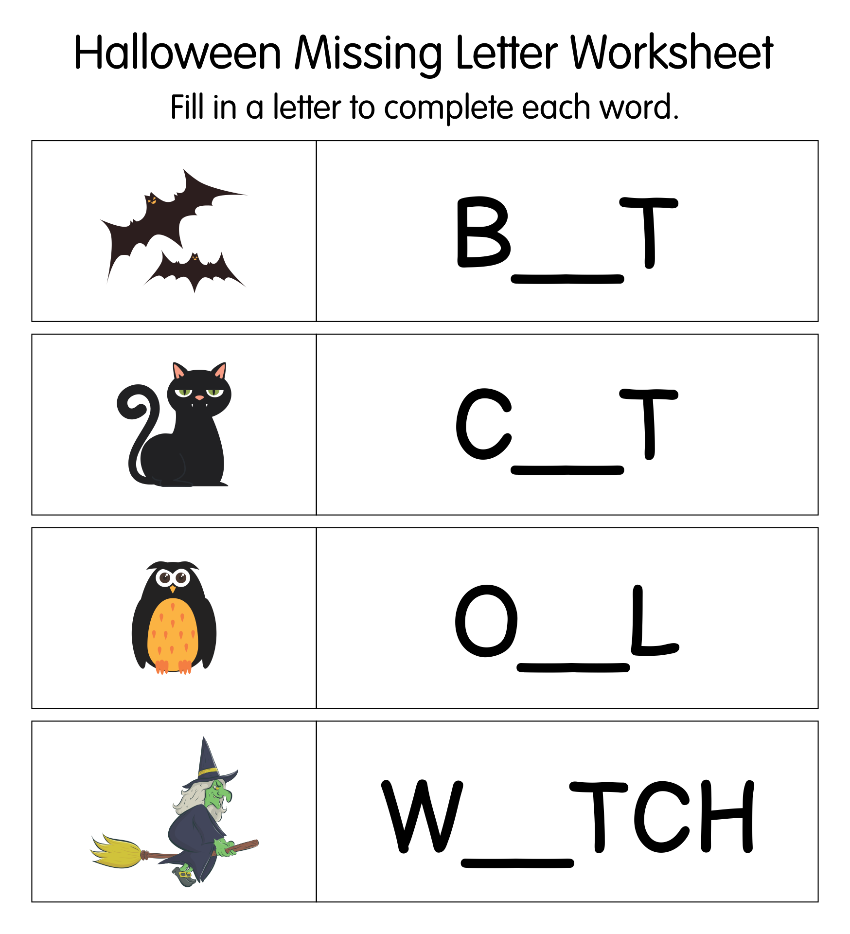 Kindergarten Halloween Worksheets Printables