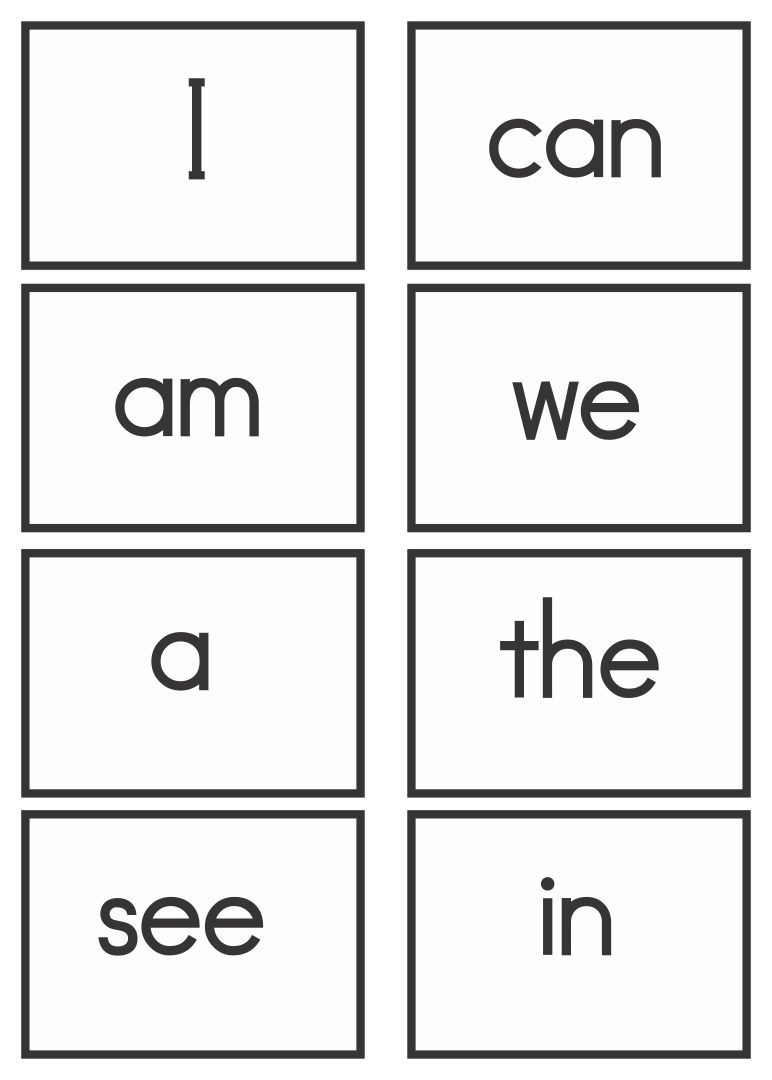 Kindergarten Sight Word Flash Cards Printable