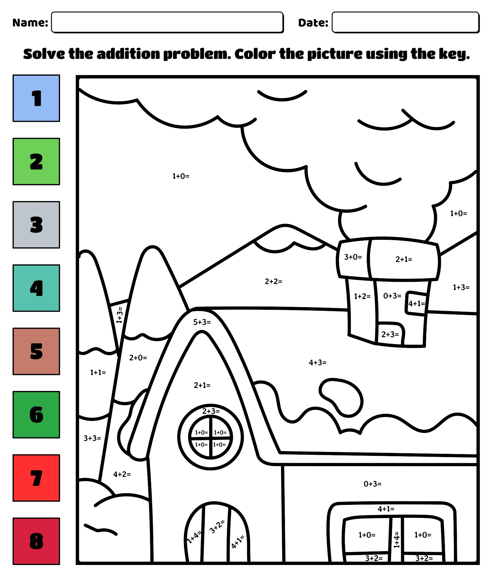 Math Addition Worksheets Coloring Pages