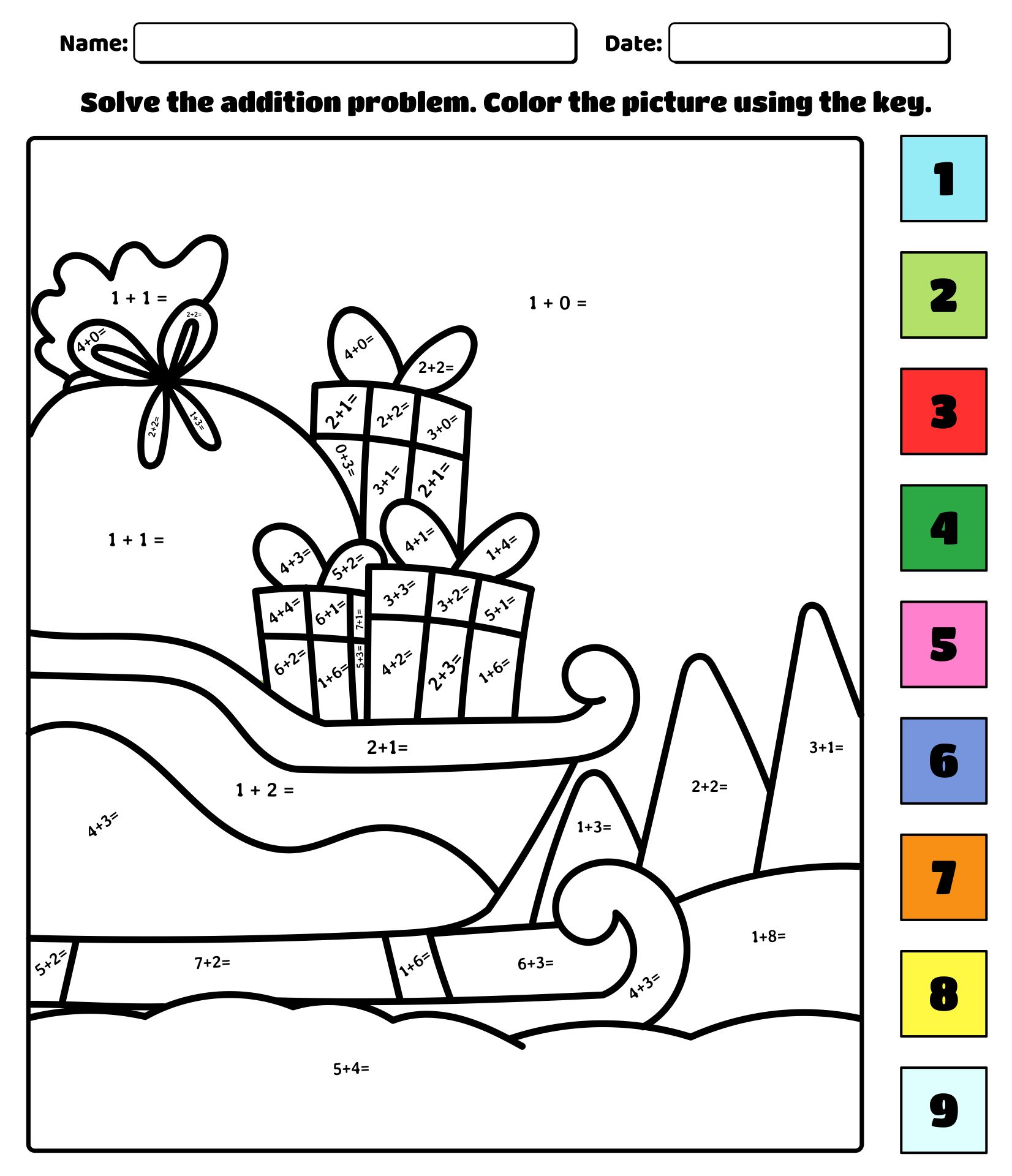 Math Worksheets Color by Number Coloring Pages