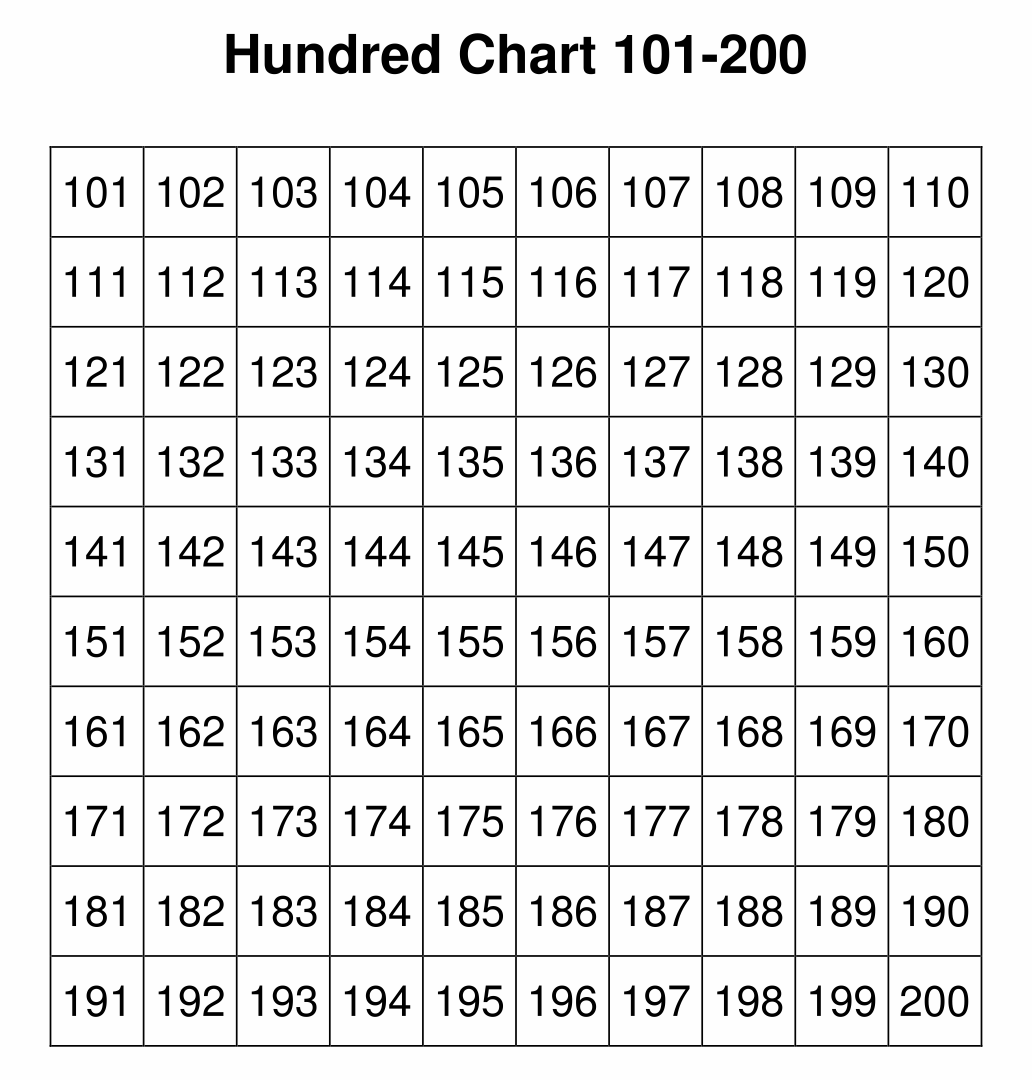 Number Grid Printable
