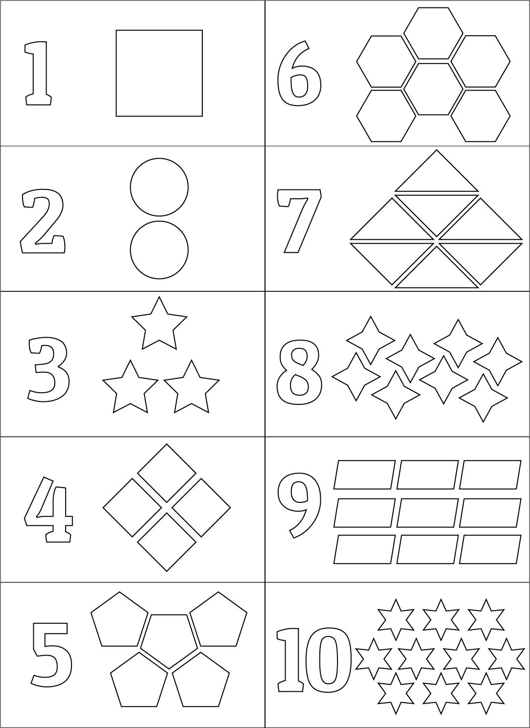 Preschool Number Coloring Worksheets