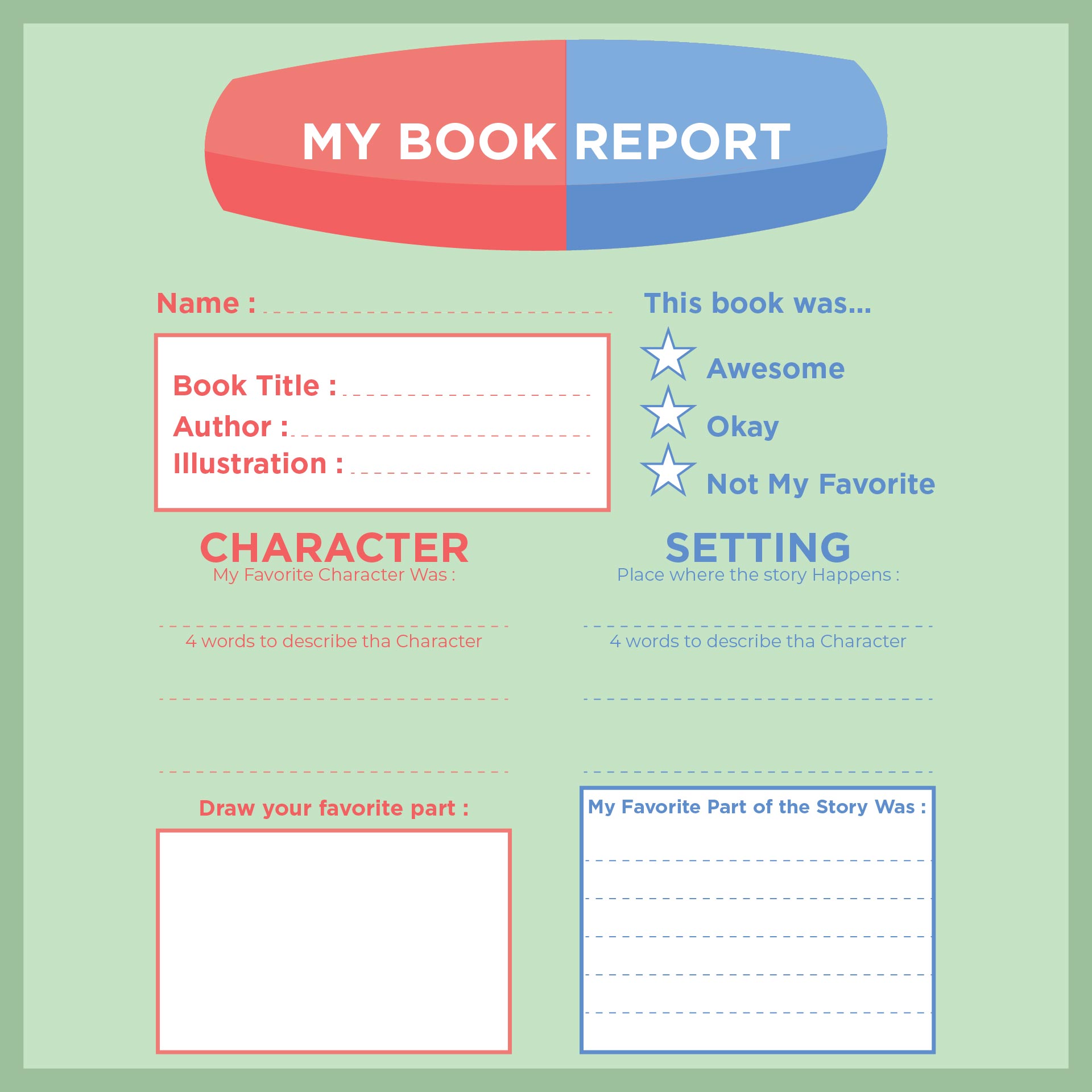 Printable Book Report Template