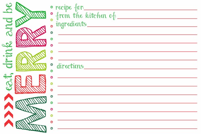 Printable Holiday Recipe Card Template
