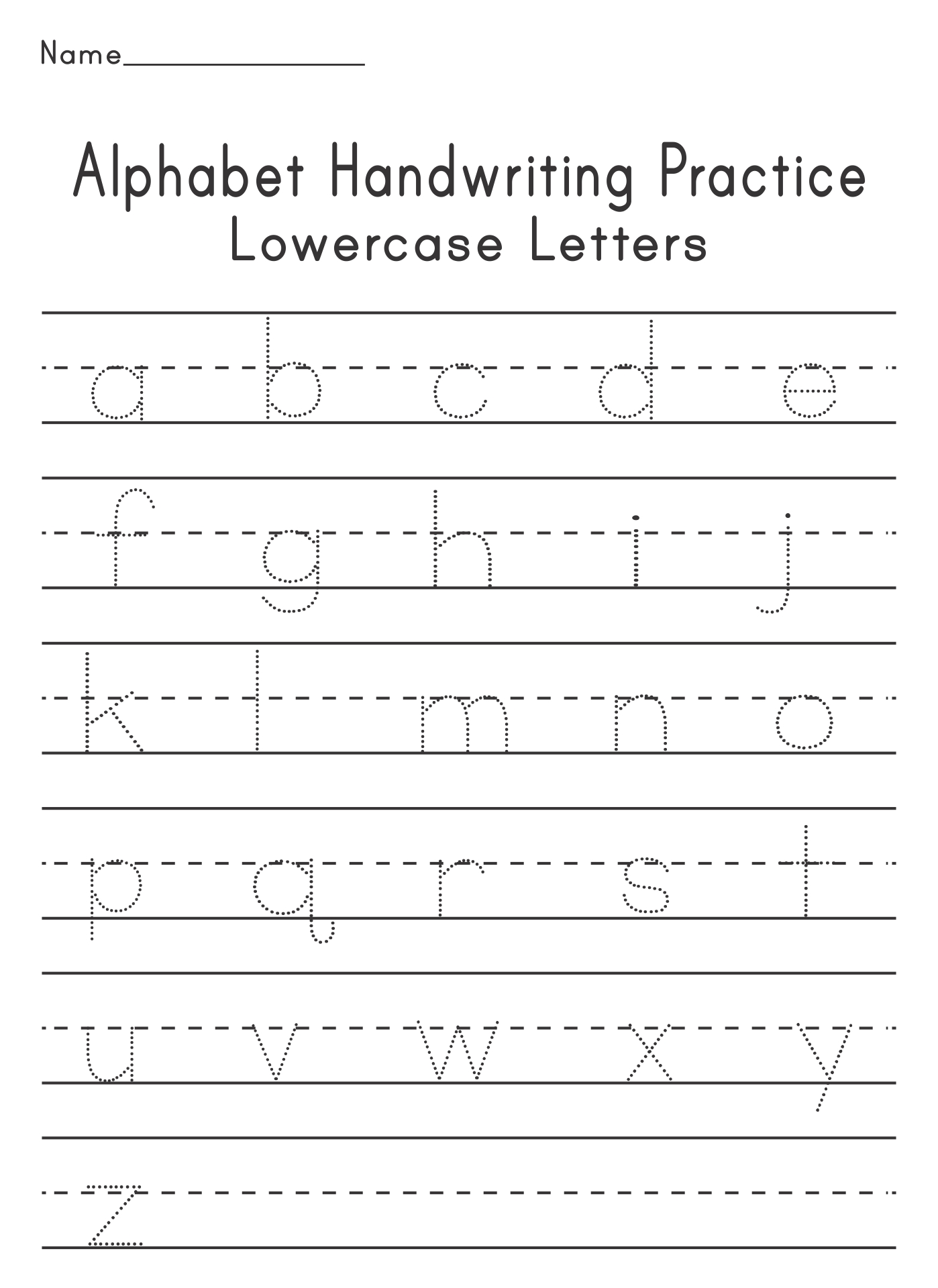 Printable Lowercase Alphabet Letter Tracing Worksheets